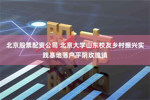 北京股票配资公司 北京大学山东校友乡村振兴实践基地落户平阴玫瑰镇